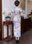Abito cinese floreale tradizionale in misto di seta a maniche corte classico cheongsam