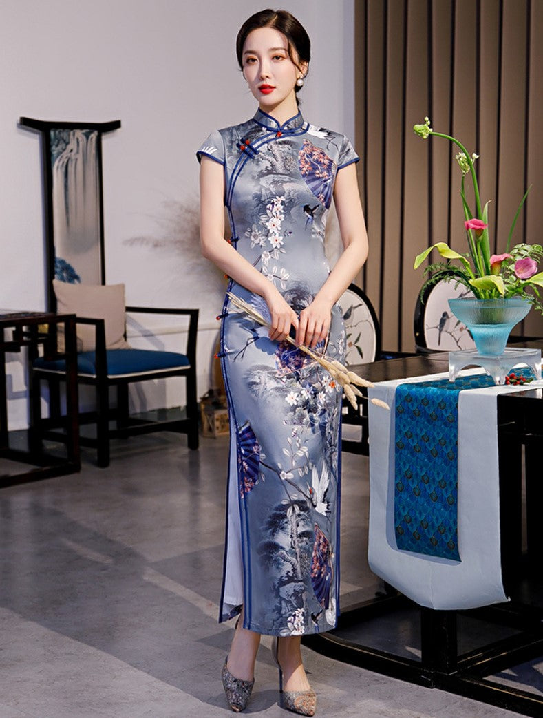 Mandarin Collar Cap Sleeve Traditional Cheongsam Chinese Dress – IDREAMMART