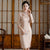 Knee Length Bodycon Traditional Cheongsam Floral Suede Chinese Dress