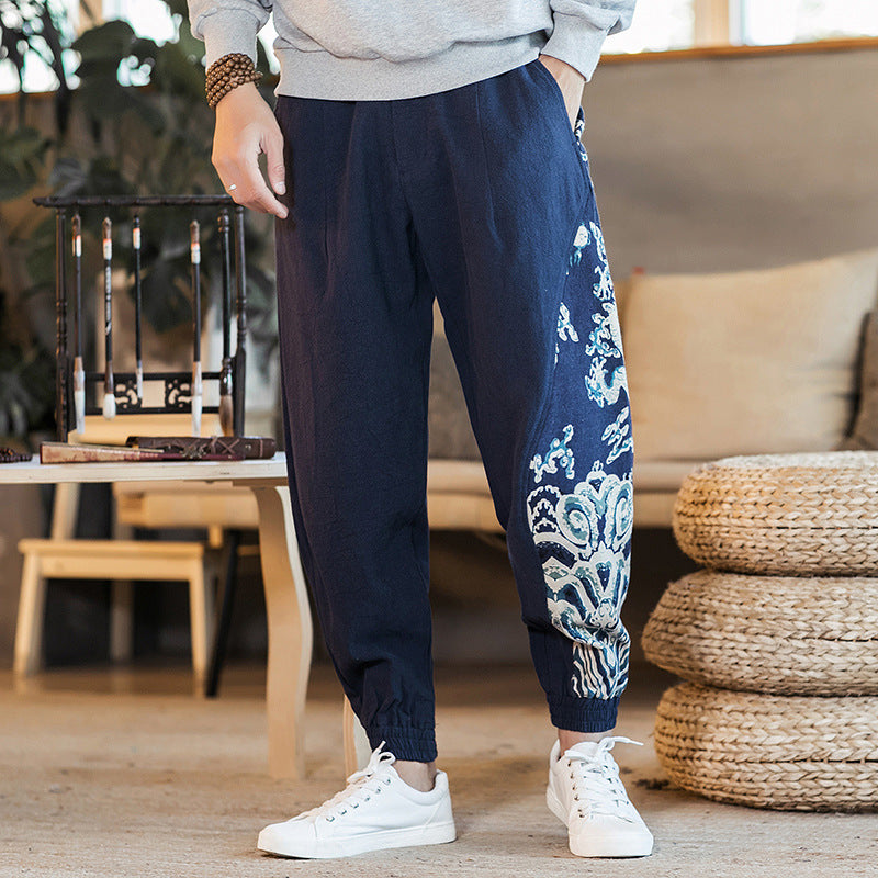 Signature Cotton Dragon Pattern Chinese Style Harem Pants – IDREAMMART