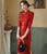 Half Sleeve Modern Cheongsam Knee Length Floral Lace Chinese Dress