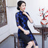 Mezza manica Cheongsam Top al ginocchio in pizzo floreale Ao Dai Dress