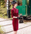 Vestido Qipao Cheongsam moderno hasta la rodilla bordado floral terciopelo
