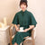 Robe Cheongsam Qipao en dentelle à manches 3/4 et longueur thé rétro