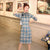 Half Sleeve Plaids & Checks Suede Modern Cheongsam Day Dress