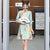 Mini abito da giorno chic in velluto floreale moderno cheongsam