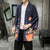 Camisa de kimono estilo cárdigan retro para hombre con diseño de paisaje, disfraz de samurái