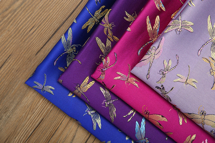 Dragonfly Pattern Brocade Fabric for Chinese Clothes Cushion Covers