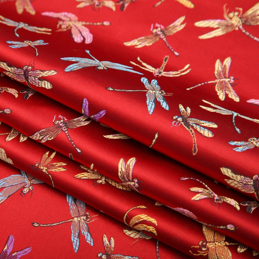 Dragonfly Pattern Brocade Fabric for Chinese Clothes Cushion Covers