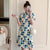 Plus Size Short Sleeve Modern Cheongsam Plaids & Checks Dress