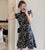 Ruffle Sleeve Knee Length Modern Cheongsam Chic Floral A-Line Dress