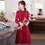 Long Sleeve Floral Lace Cheongsam Chic Chinese Dress Plus Size