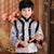 Abito imbottito da bambino in stile cinese con collo di pelliccia broccato modello gru