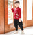 Costume de kung-fu pour enfant en coton avec broderie de grues, costume traditionnel chinois