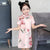 Vestido chino floral cheongsam hasta la rodilla para niños
