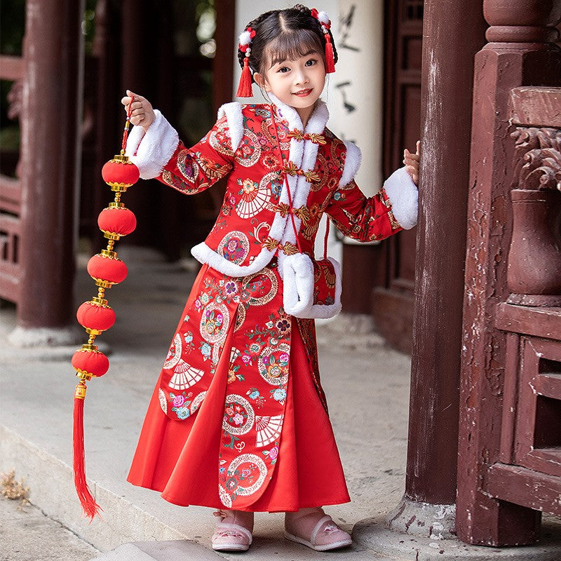 Robe de danse traditionnelle chinoise pour filles rose fée de danse Hanfu  filles robes de princesse ensemble vêtements de fête pour enfants (couleur  : robe seulement-01, taille : 160) : : Mode