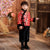 Cyprinus Pattern Brocade Fur Edge Tradtional Chinese Style Boy's Wadded Suit
