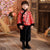 Cyprinus Pattern Brocade Fur Edge Tradtional Chinese Style Boy's Wadded Suit
