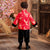 Kranichmuster Brokat Pelzkragen Traditioneller chinesischer wattierter Anzug für Jungen