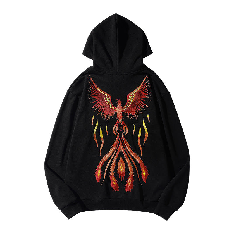 Phoenix Emboidery Unisex Oriental Hoodie Cotton Sweatshirt – IDREAMMART