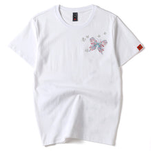 Butterfly Embroidery 100% Cotton Short Sleeve Unisex T-shirt