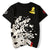 Chinesisches T-Shirt mit Rundhalsausschnitt aus 100 % Baumwolle mit Monkey & Sea Wave-Print