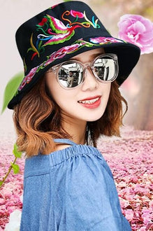 Floral Embroidery Unisex Traditional Oriental Bucket Hat Beach Hat –  IDREAMMART