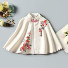 Cheongsam Matched Floral Embroidery Sheep Down Shawl Cloak Bolero