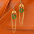 Boucles D'oreilles De Style Chinois En Jade Fleur Dorée & Bouton Rond