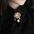 Retro Ovaler Edelstein mit Perlenvergoldung Silberbrosche