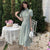 Robe Chinoise Cheongsam Florale Style Lolita à Manches Bouffantes Courtes