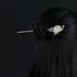 Jadeblume & Cloisonné-Blätter Sterling Silber Retro-Haarnadel im chinesischen Stil