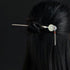 Forcina per capelli in stile cinese retrò in argento sterling con design di bambù con nappa