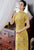 Kurzärmliges, florales, ausgefallenes Baumwoll-Retro-Cheongsam-chinesisches Kleid