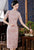 Vestido chino de manga corta floral elegante de algodón retro cheongsam hasta la rodilla