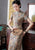 Vestido chino de manga corta con estampado floral de algodón tradicional Cheongsam de longitud de té