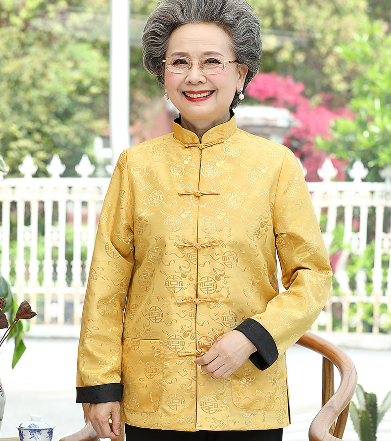 Reversible Silk Blend Auspicious Pattern Women's Chinese Jacket ...
